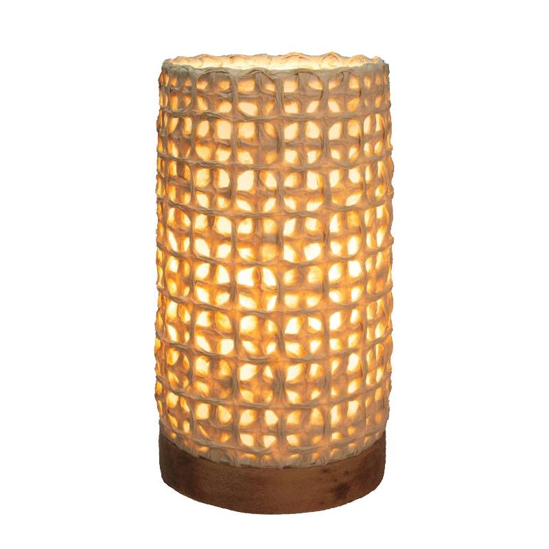 Recycled Paper Mini Lamp on Mango Wood Base - Mesh